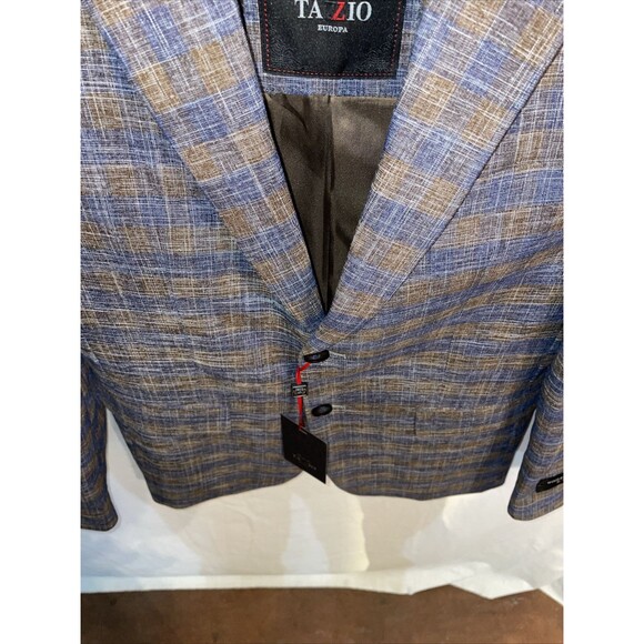 Bespoke Tazzio Men’s Dress Blazer Size 37S Slim Fit Gray Brown Woolen Flex NWT - Picture 7 of 13